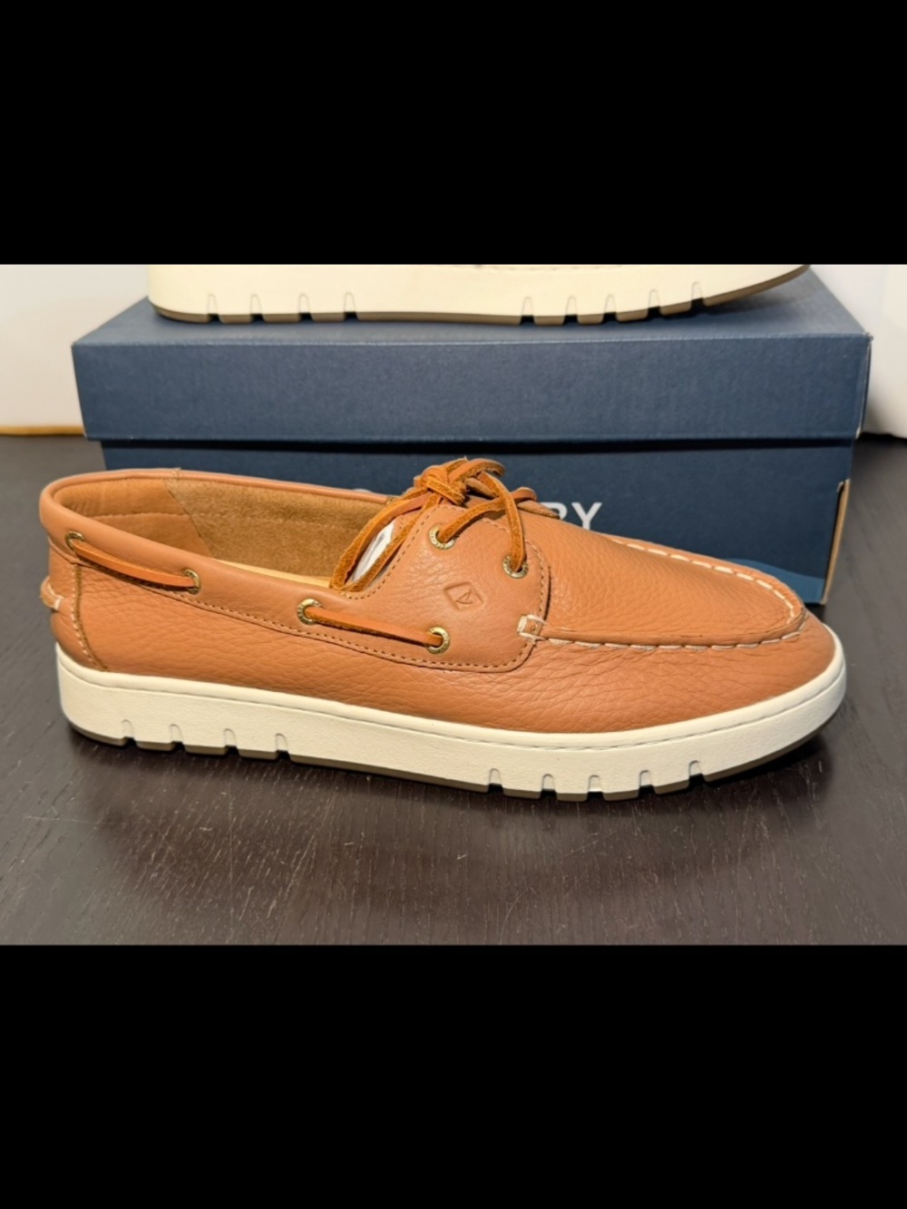 Sperry Keely Slip-On Pebbled Leather Boat Shoes Tumbled Tan/Bronzer Womans 11W